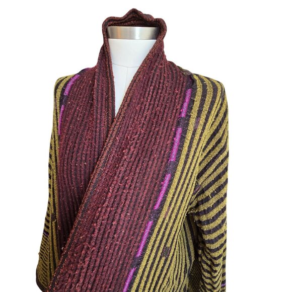 Susan Neal Handwoven Multicolor Open Front Jacket Cardigan Reversible CM2056 - Picture 7 of 16